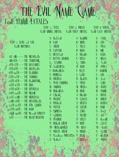 Evil Name Generator! Trivia Questions Quiz