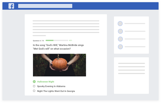Create facebook quizzes